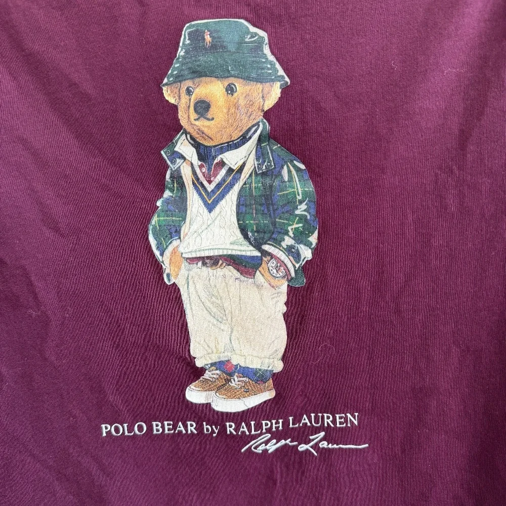 Polo Ralph‎ Lauren Bear Long Sleeve Shirt | Kids Large 14/16 | Burgundy Unis